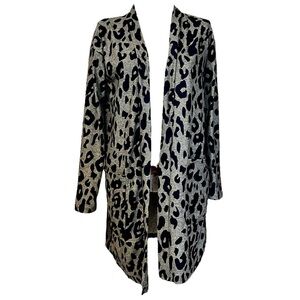 Tickeled Teal Small Leopard Cheetah Print Long Cardigan Pockets